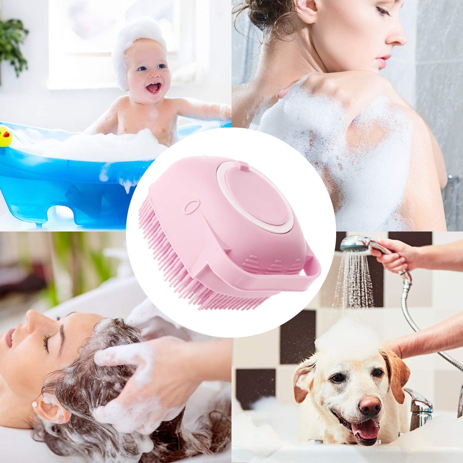 Buy 1 get 1 Free Ultra Soft Magic Silicon Bath and Body Brush with Soap Dispenser Scrubber