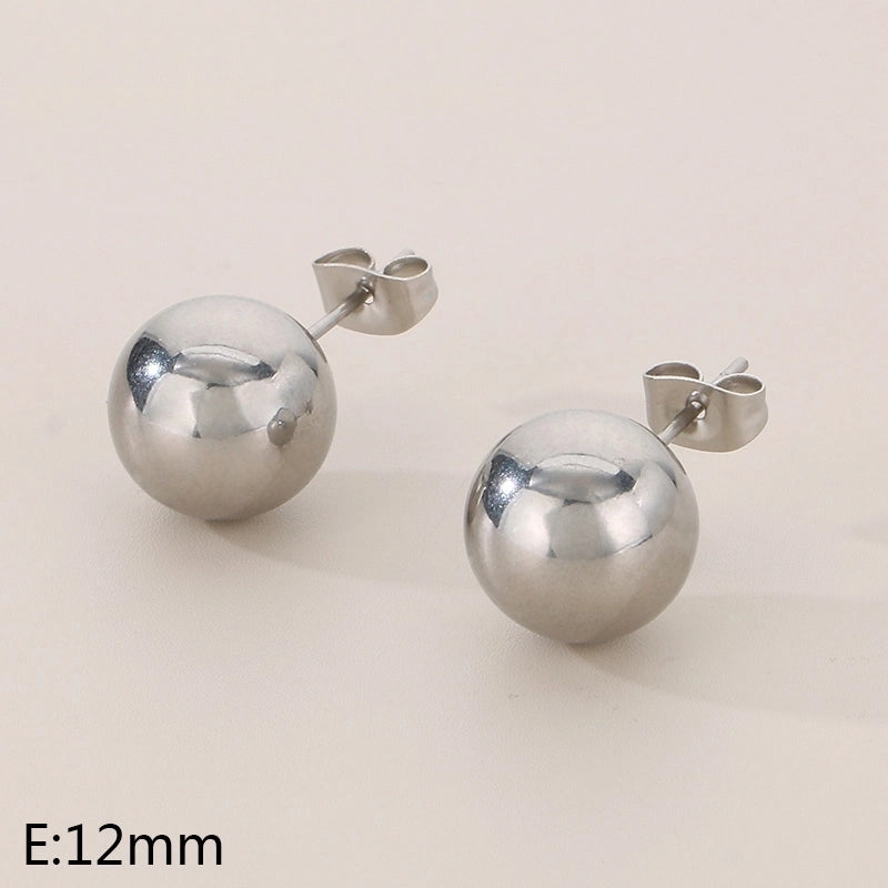 1 Pair Minimalist Round 304 Stainless Steel 18K Gold Plated Ear Studs