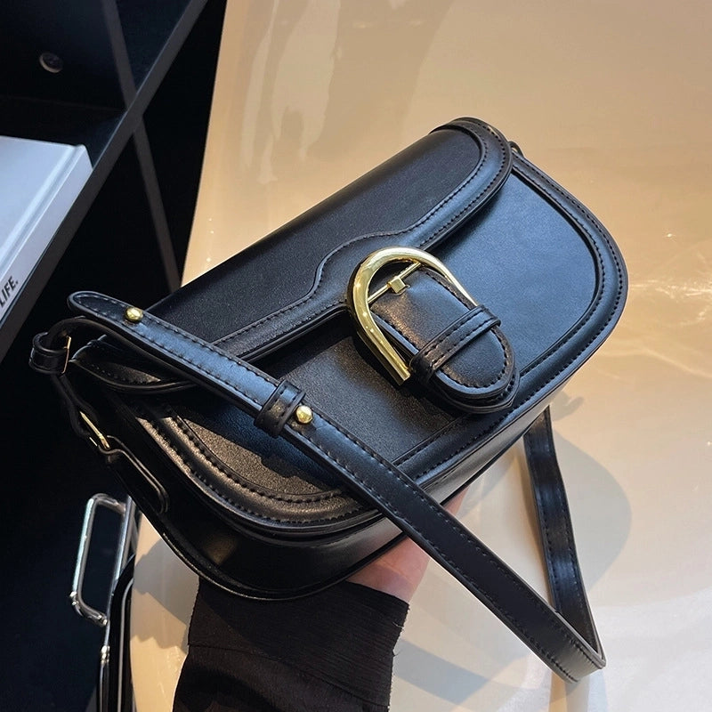 Women's Small All Seasons Pu Leather Streetwear Saddle Bag