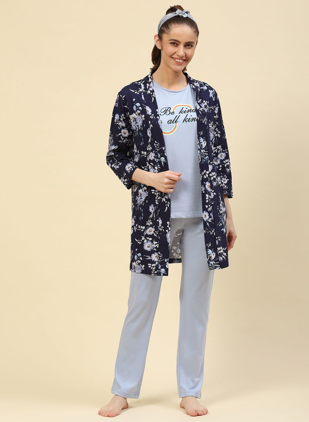 Women Blue Printed Combo Set