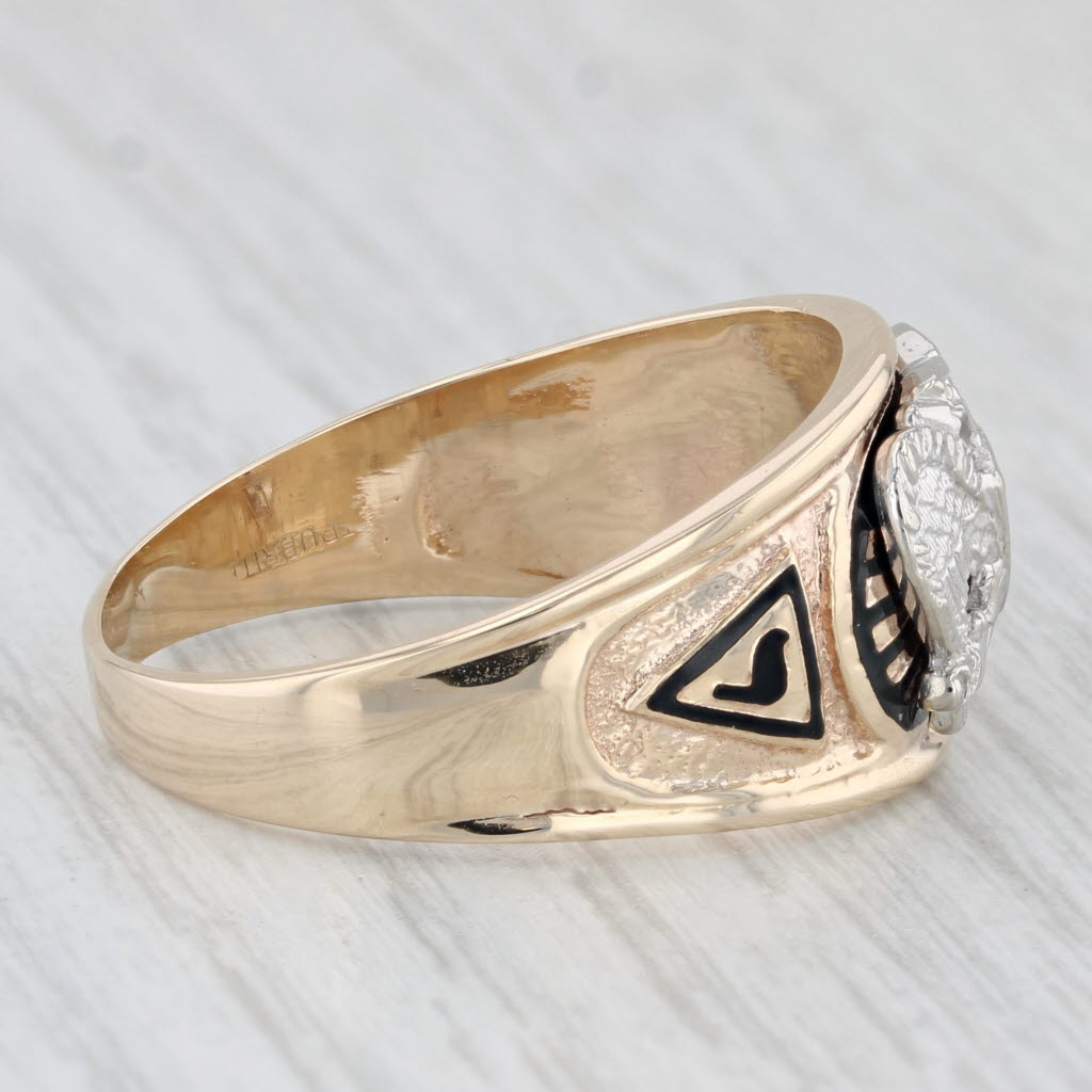 Scottish Rite Masonic Ring 10k Gold Diamond 32nd 14th Degree Size 12.5