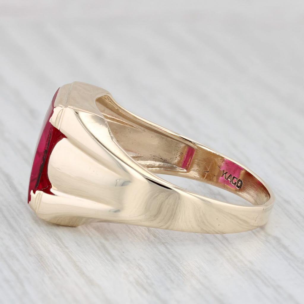 Masonic Blue Lodge Signet Ring Lab Created Ruby 10k Gold Square Compass Sz 12.5
