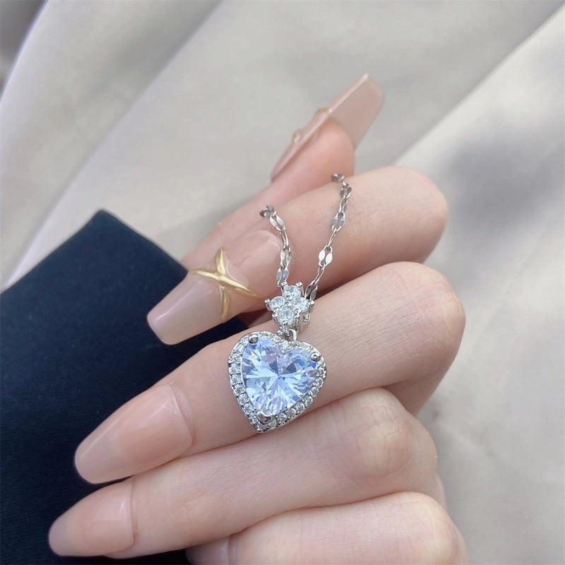 Vintage Style Geometric Stainless Steel Plating Inlay Zircon Pendant Necklace