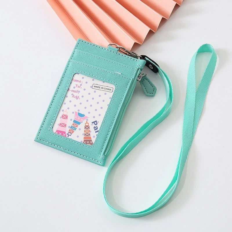 Unisex Solid Color Pu Leather Zipper Card Holders