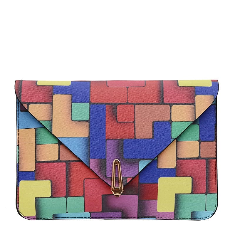 Colour Pu Leather Multicolor Sewing Thread Square Clutches