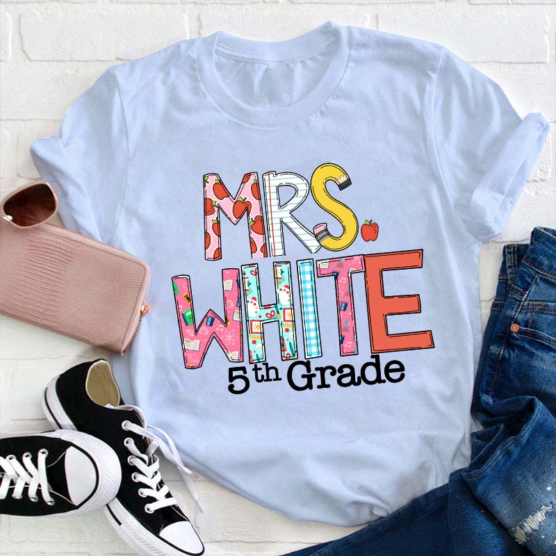 Personalized Name And Grade Teacher T-Shirt