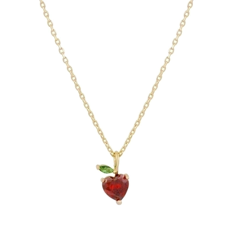 Cherry Peach Tropical Fruit Pendant Copper Inlaid Zircon Necklace