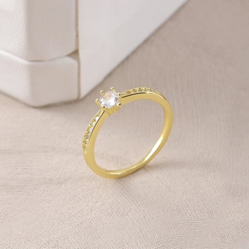Copper 18K Gold Plated Gold Plated Plating Inlay Water Droplets Heart Shape Zircon Open Rings Rings