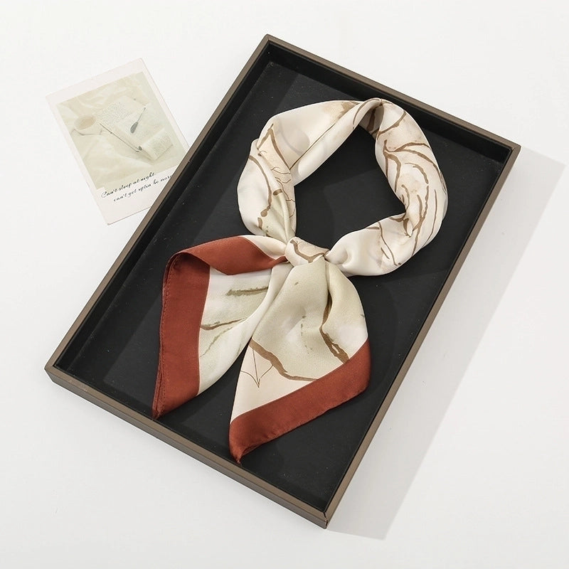 Women's Pastoral Minimalist Moon Tree Satin Printing Silk Scarf Bandanas