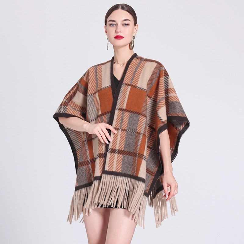 Women's Streetwear Plaid Blended Shawl