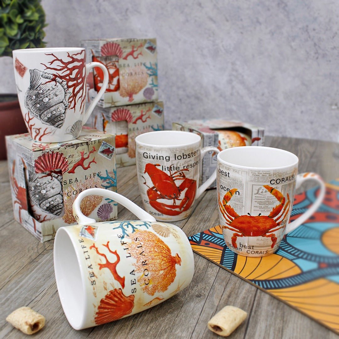 Orange Sea Porcelain Mugs with Box