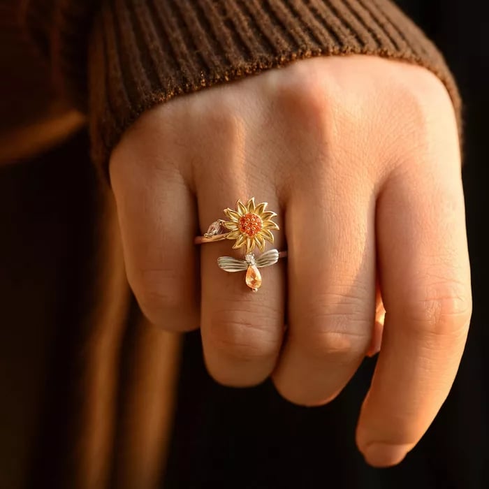 🌻To My Daughter - Sunflower Fidget Ring