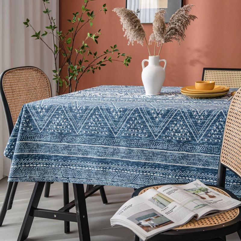 Imaki Rhyme Tablecloth Blue Geometric Triangle Printed Blog Cotton And Linen Rectangular Table Cloth Coffee Table Cover Cloth