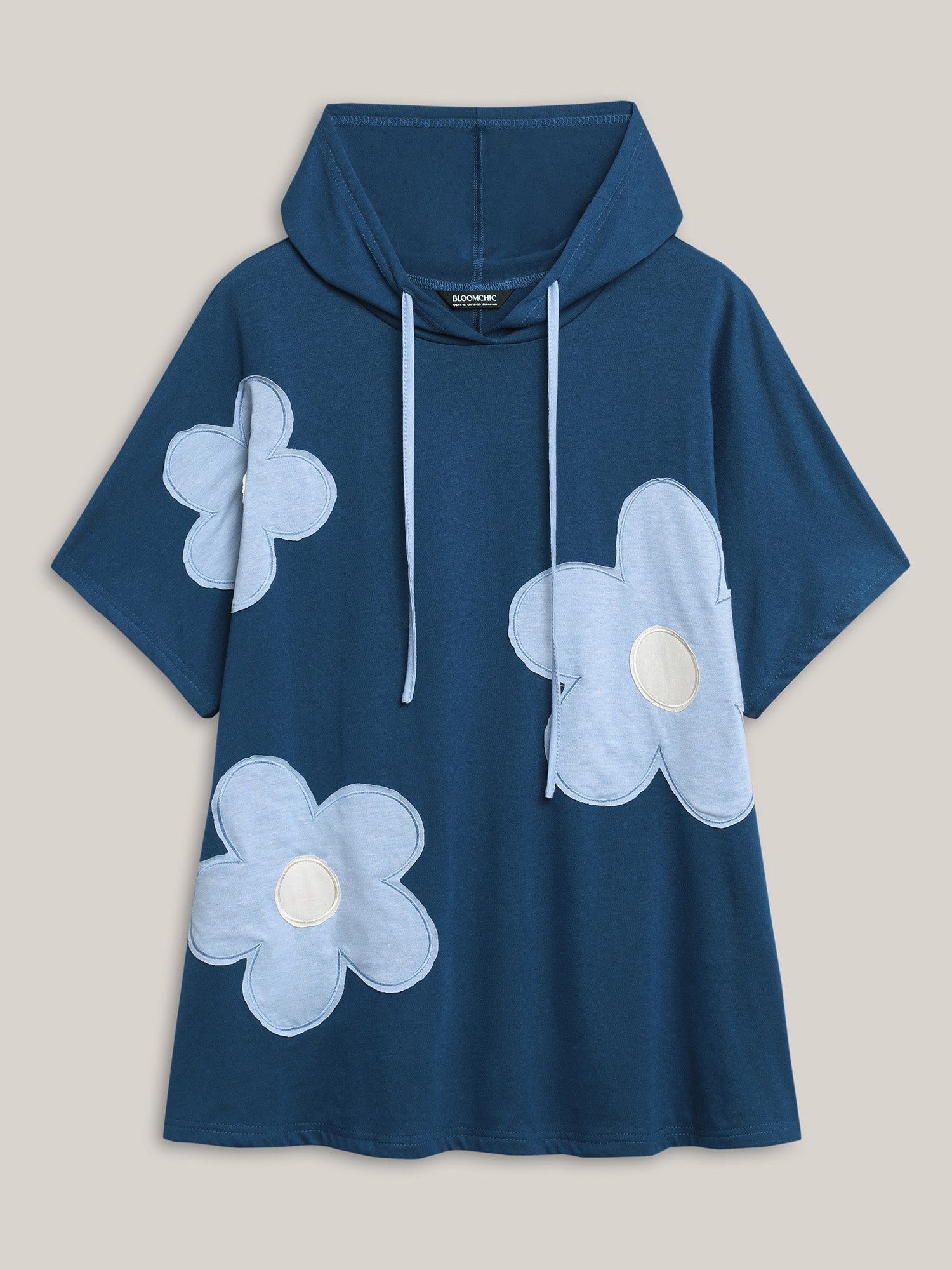 Floral Embroidered Patchwork Hooded T-Shirt
