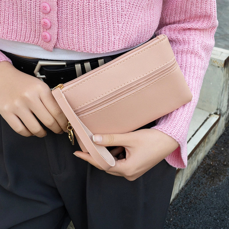 Rose Red Light Pink Black Pu Leather Solid Color Square Clutches