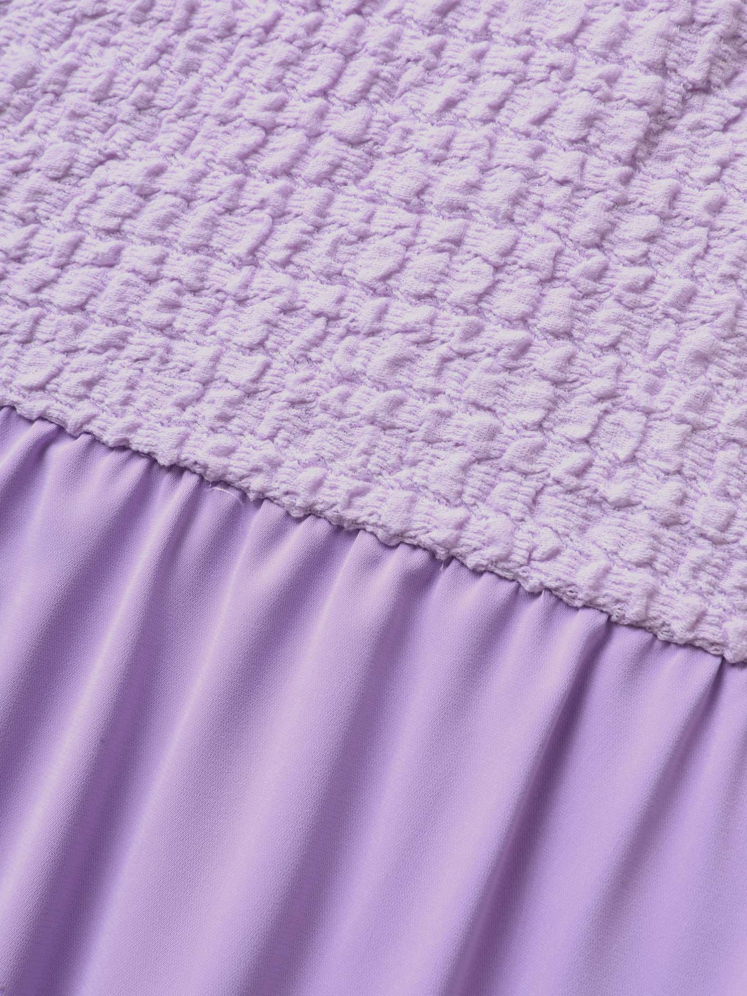 V Neck Solid Textured Patchwork Midi Dress