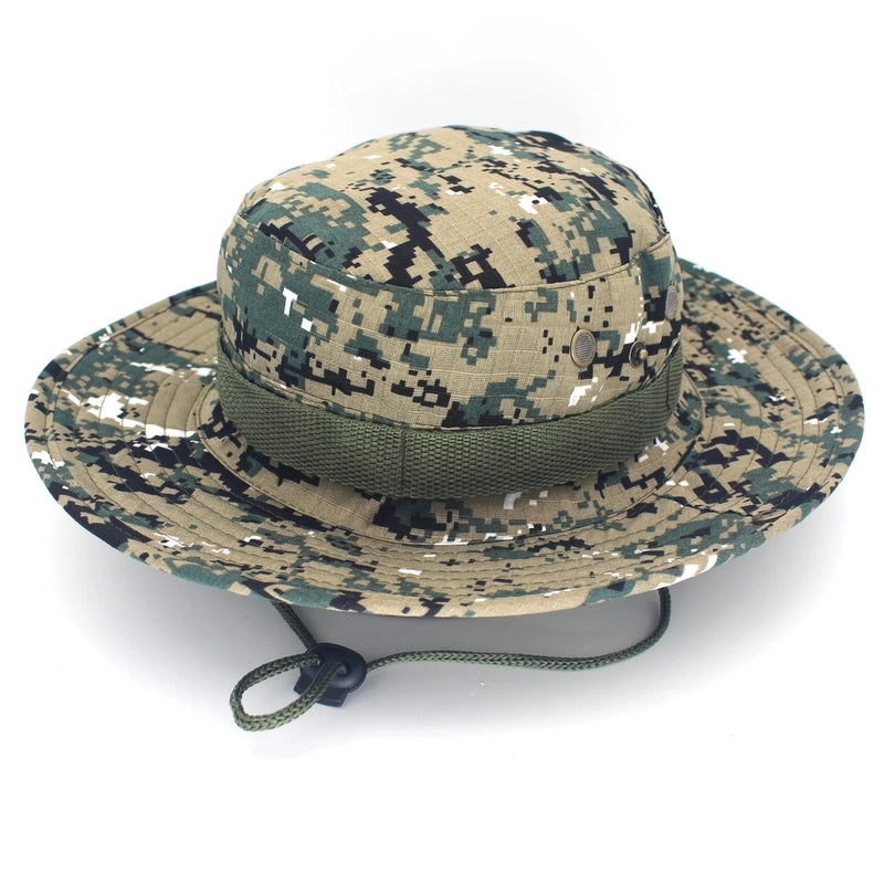Hot Outdoor Sunscreen Round Edge Hat Mountaineering Hat Camouflage Jungle Hat Benney Hat Men's And Women's Fisherman Hat