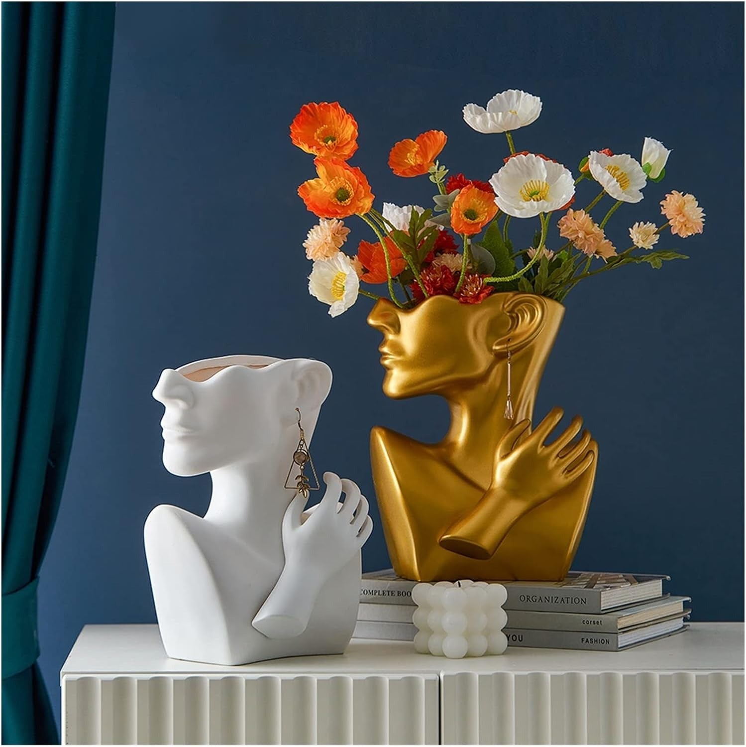 Ceramics Vase Human Head Abstract Half Body Flower vase Flower Arrangement Human Face Modern Home Decoration