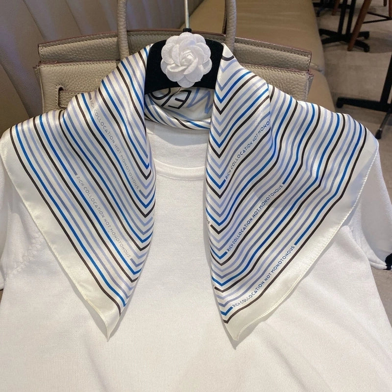 Women's Sweet Color Block Silk Printing Silk Scarf