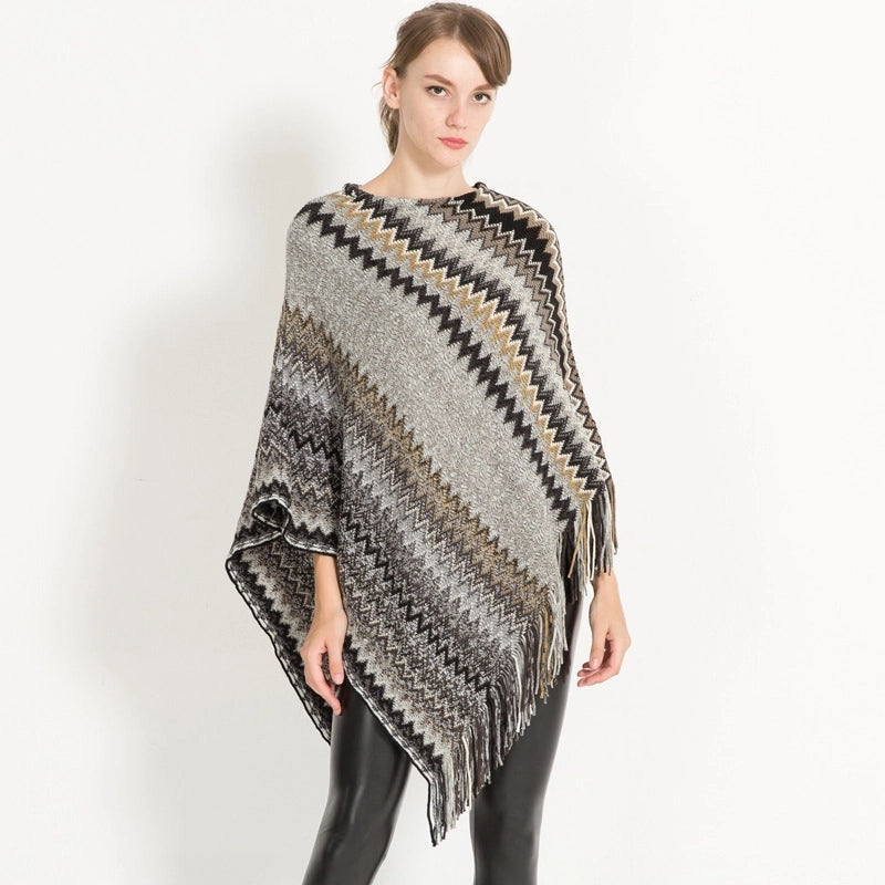 Women's Streetwear Stripe Imitation Cashmere Tassel Shawl