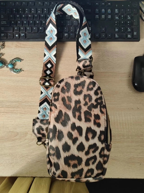 Women's Fashion Color Block Plaid Pu Leather Waist Bags