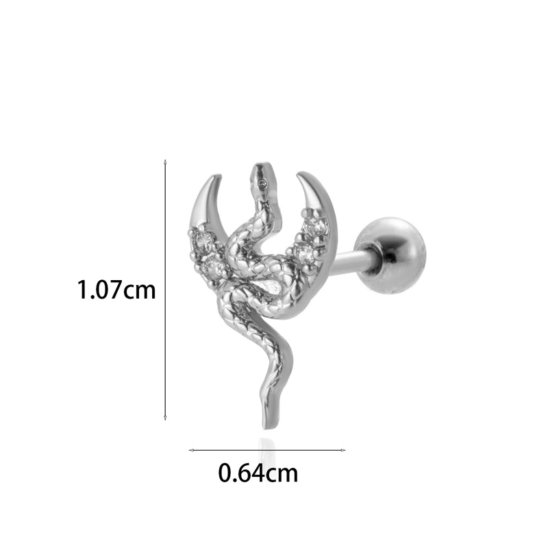 1 Piece Ear Cartilage Rings & Studs Minimalist Classic Style Star Moon Butterfly 316L Stainless Steel  Copper Plating Inlay Zircon
