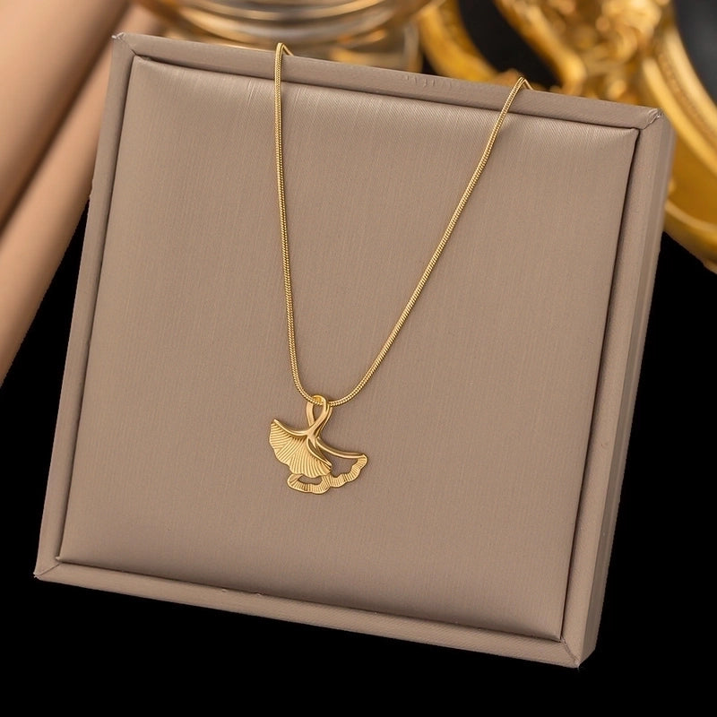 Sweet Minimalist IG Style Starfish Heart Shape Bow Knot Titanium Steel Plating Pendant Necklace