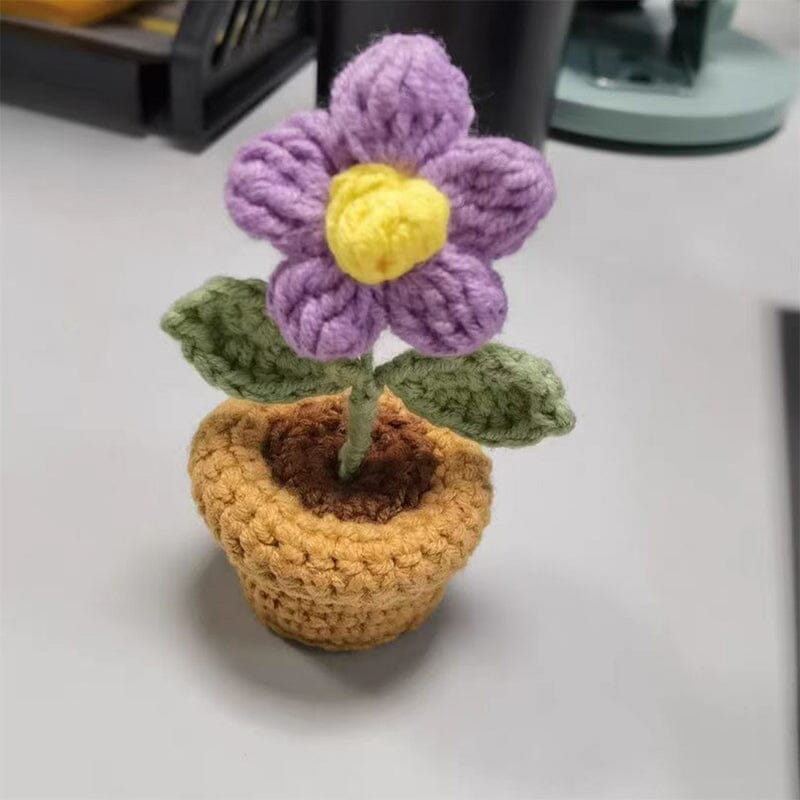 Handmade knitted flowers