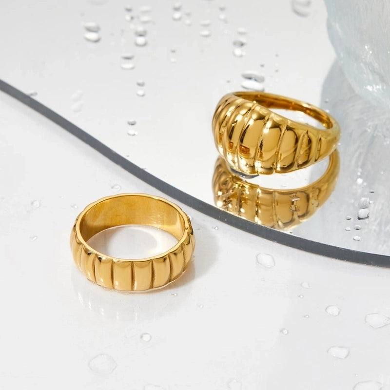 Casual Solid Color 316 Stainless Steel  16K Gold Plated White Gold Plated Gold Plated Plating Rings