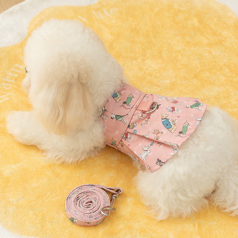 Sweet Graffiti Dog Cat Harness Dress Leash