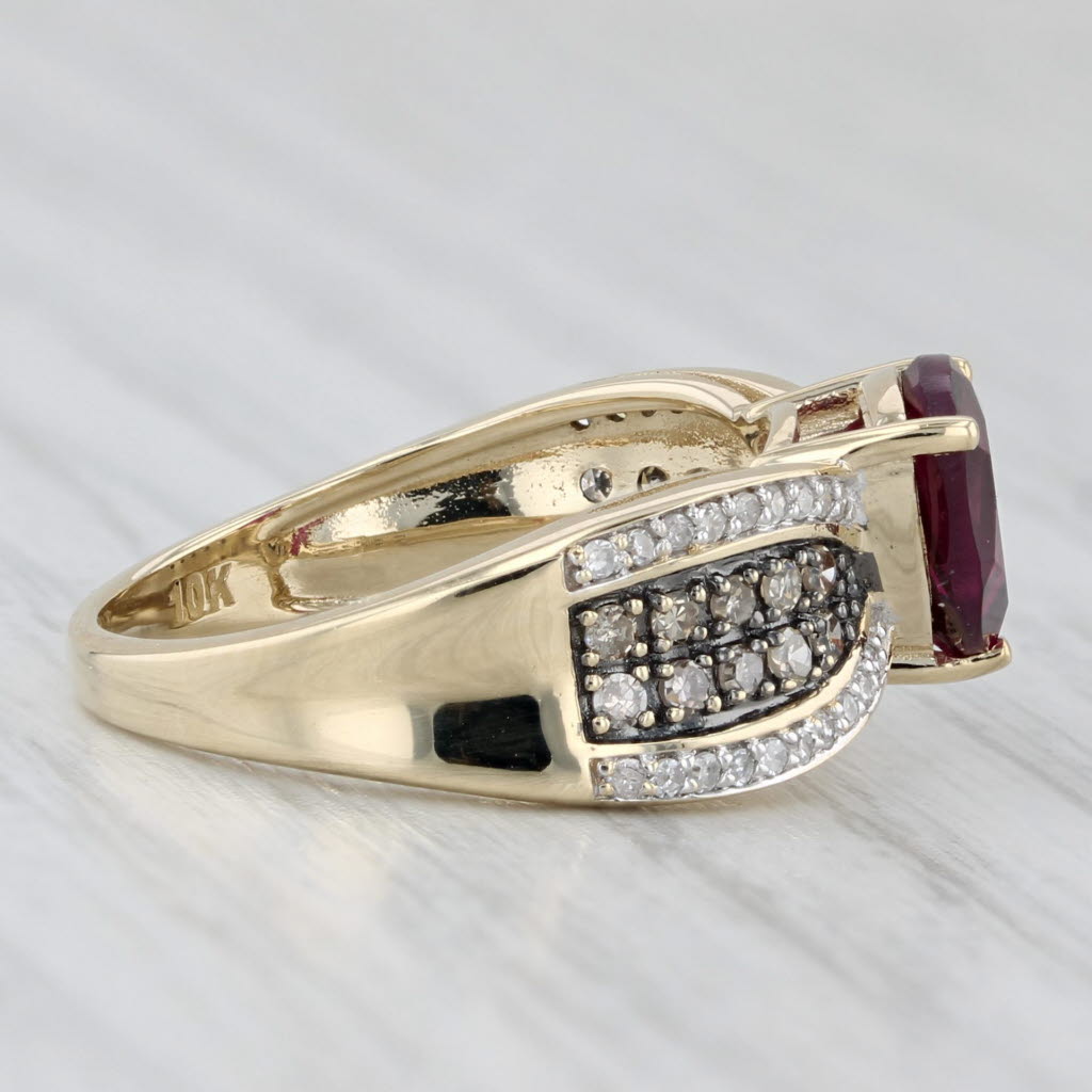 1.41ctw Rhodolite Garnet Diamond Ring 10k Yellow Gold Size 4.75