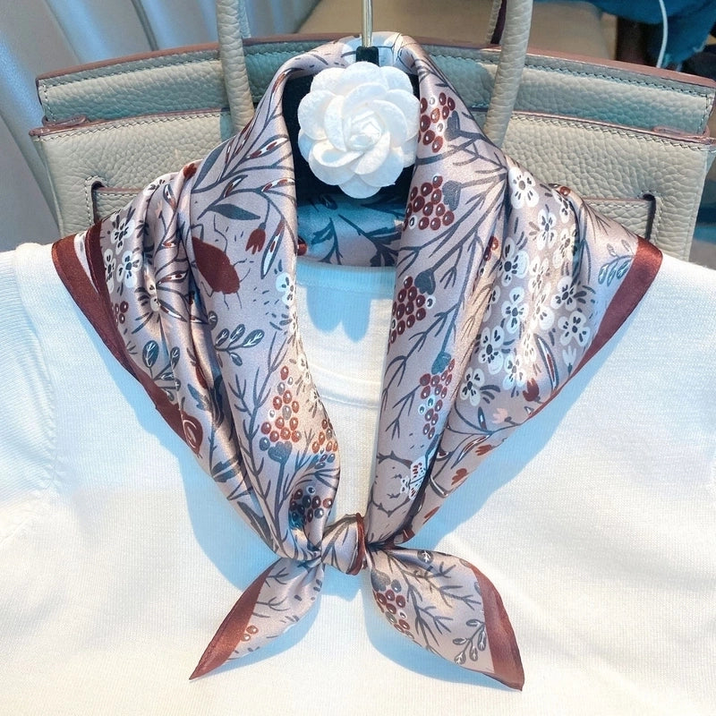 Women's Minimalist Classic Style Color Block Silk Printing Silk Scarf