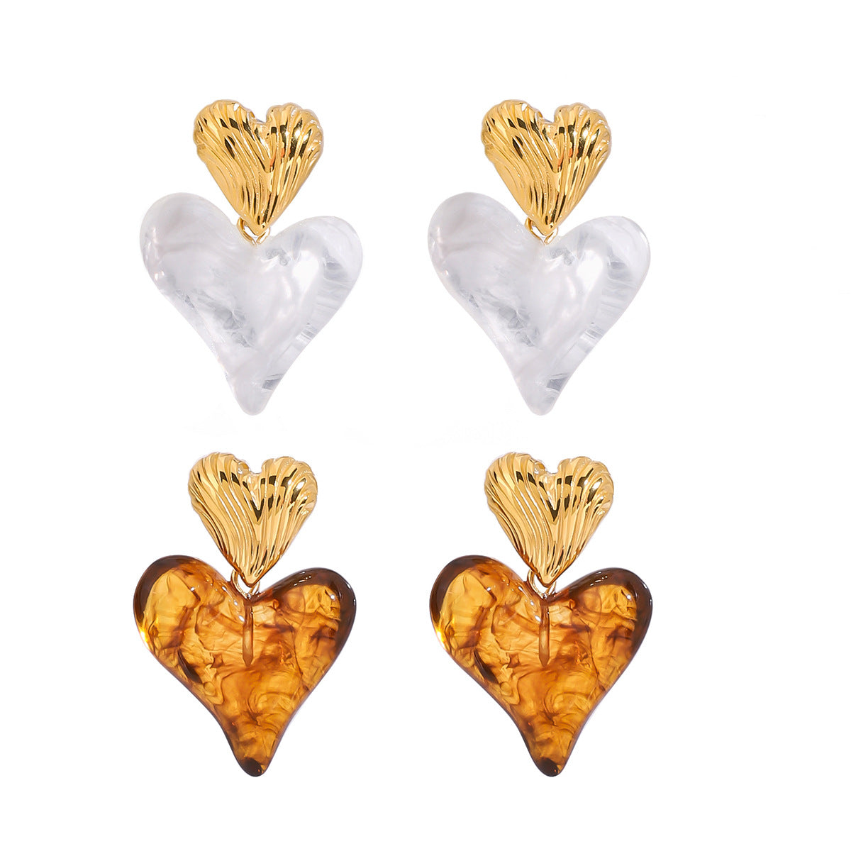 Resin Stainless Steel Love Earrings Niche Exquisite Earrings Titanium Steel
