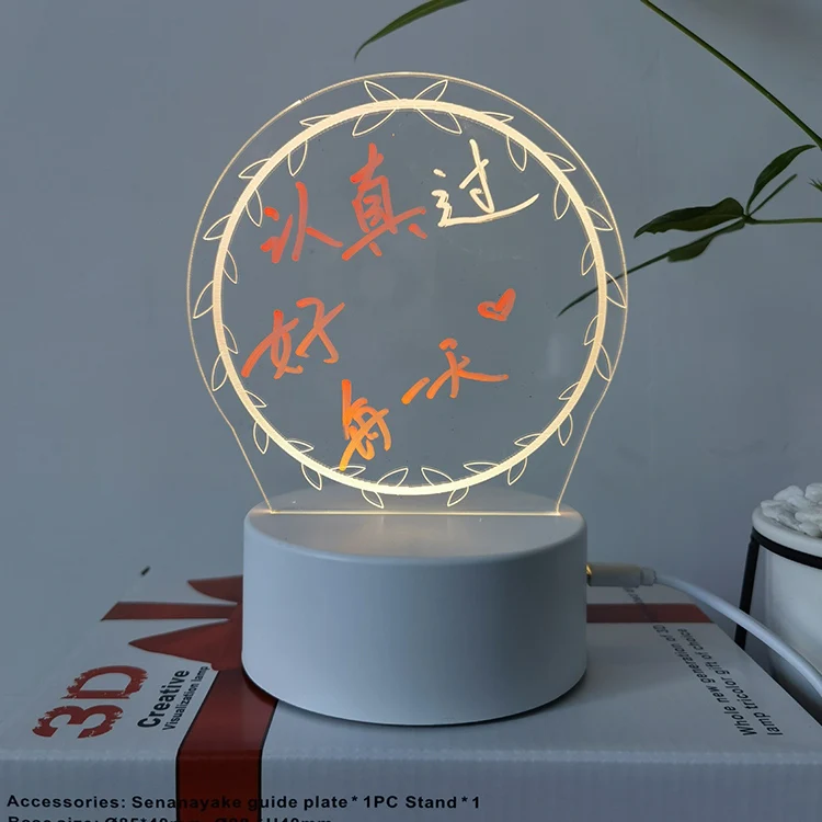 Rewritable Night Light with Girl Cute Acrylic Light Desk Lamp Message Board for Room Decor Desktop Ornaments Bedroom Sleep Light