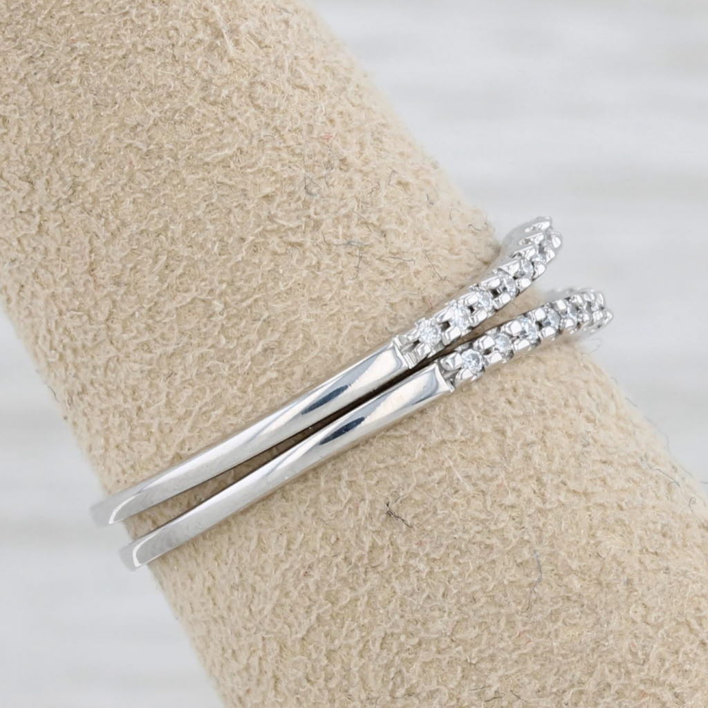 0.12ctw Diamond Contoured Wedding Bands Jackets 14k White Gold Size 7 Stackable