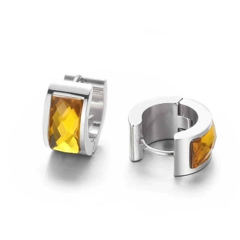 1 Pair Minimalist U Shape Plating Inlay Titanium Steel Glass 18K Gold Plated Earrings