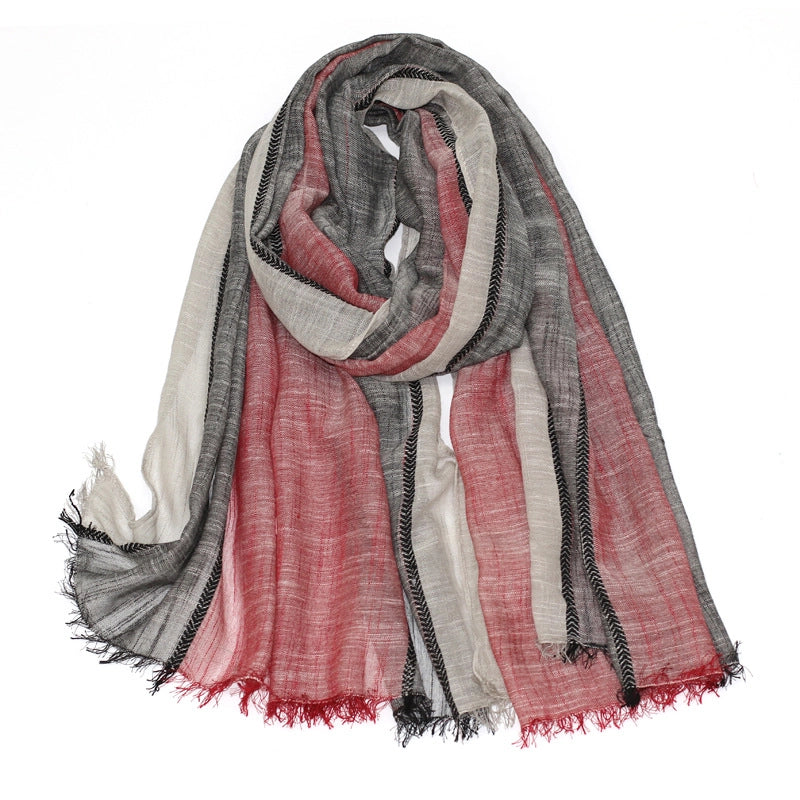 New Spring And Autumn Color Matching Polyester Printed Scarf Women's Travel Sunscreen Beach Towel Sunshade Multi-function Large Shawl