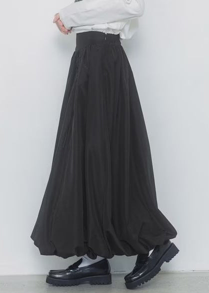 Handmade Black Cinched Cotton Lantern Skirts Summer