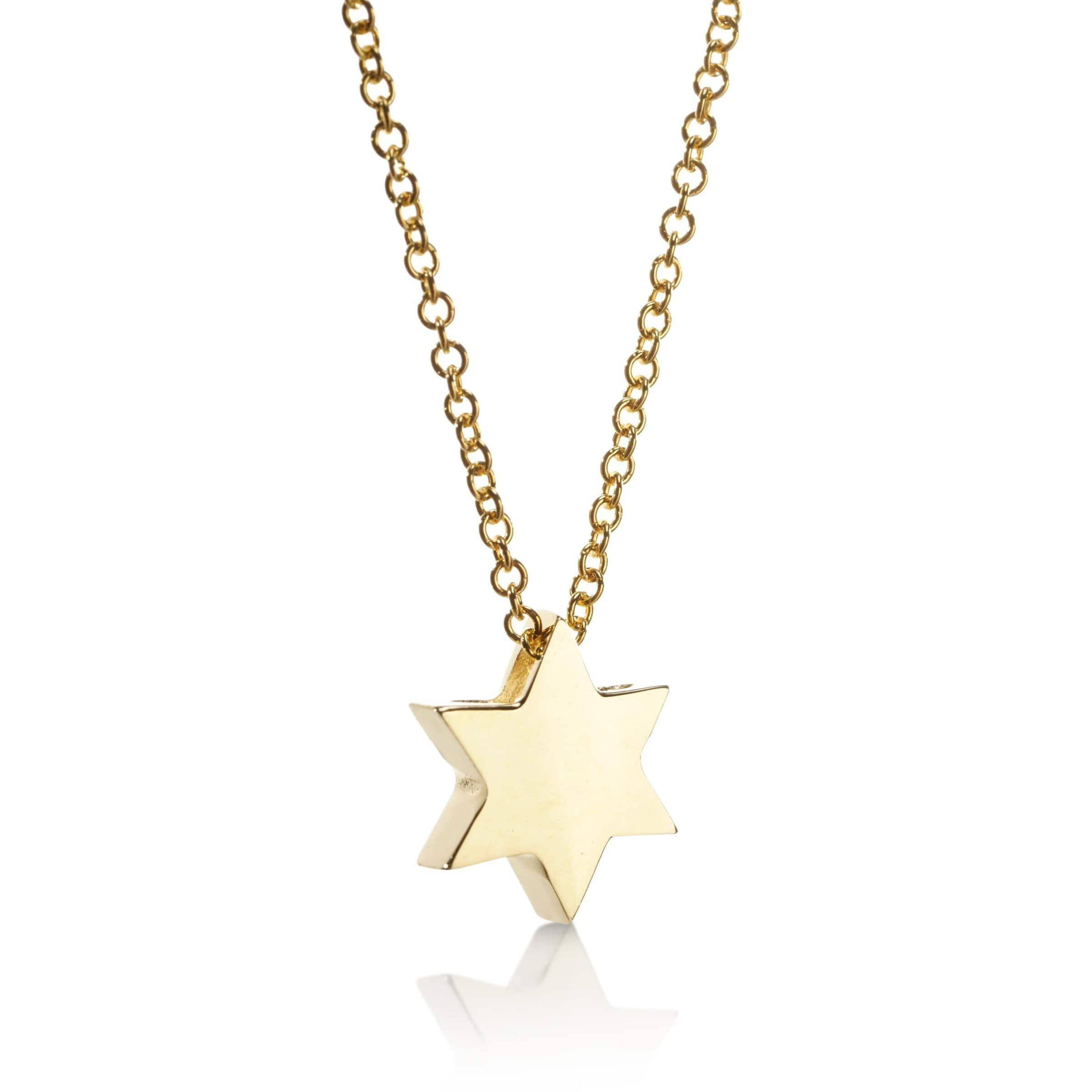 14k Gold Star of David Necklace - Gold. White Gold or Rose Gold