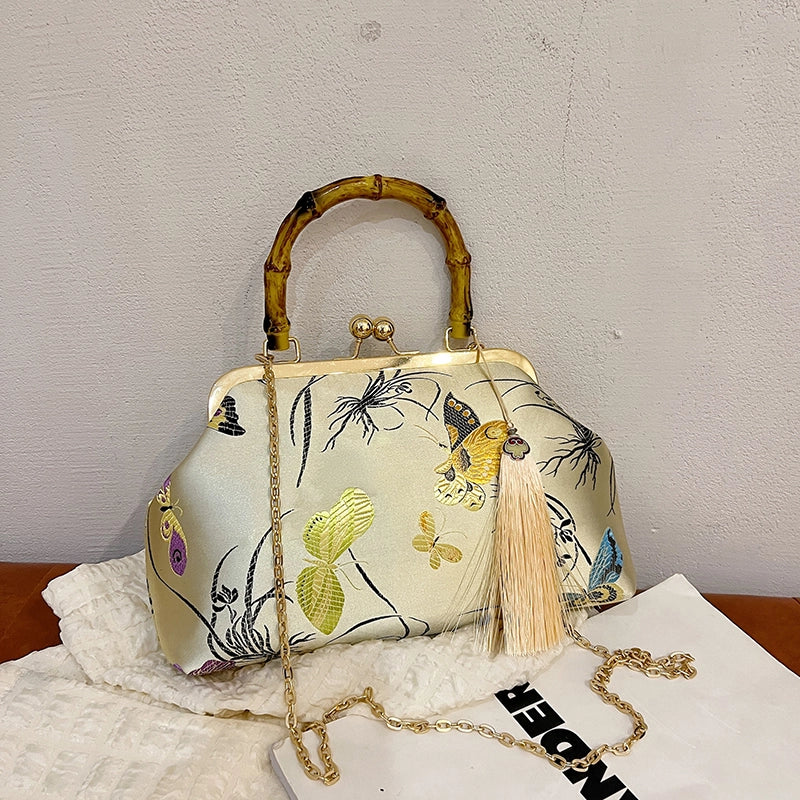 Nylon Butterfly Tassel Shell Embroidery Evening Bags
