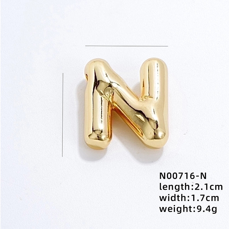 304 Stainless Steel Copper Gold Plated IG Style Minimalist Polishing Plating Letter Charms