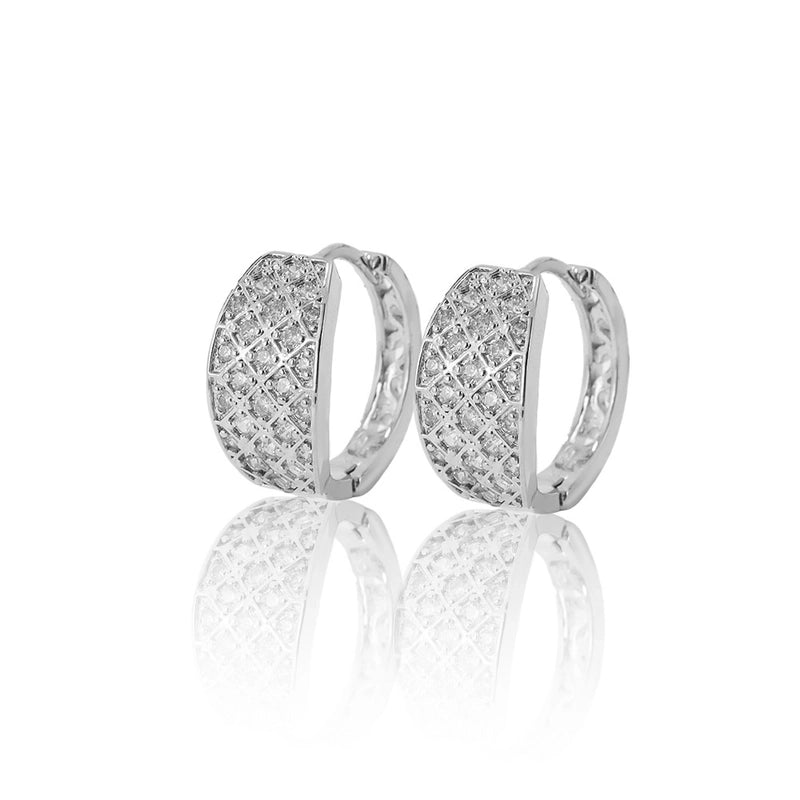 1 Pair Basic Minimalist Geometric Inlay Copper Zircon Earrings
