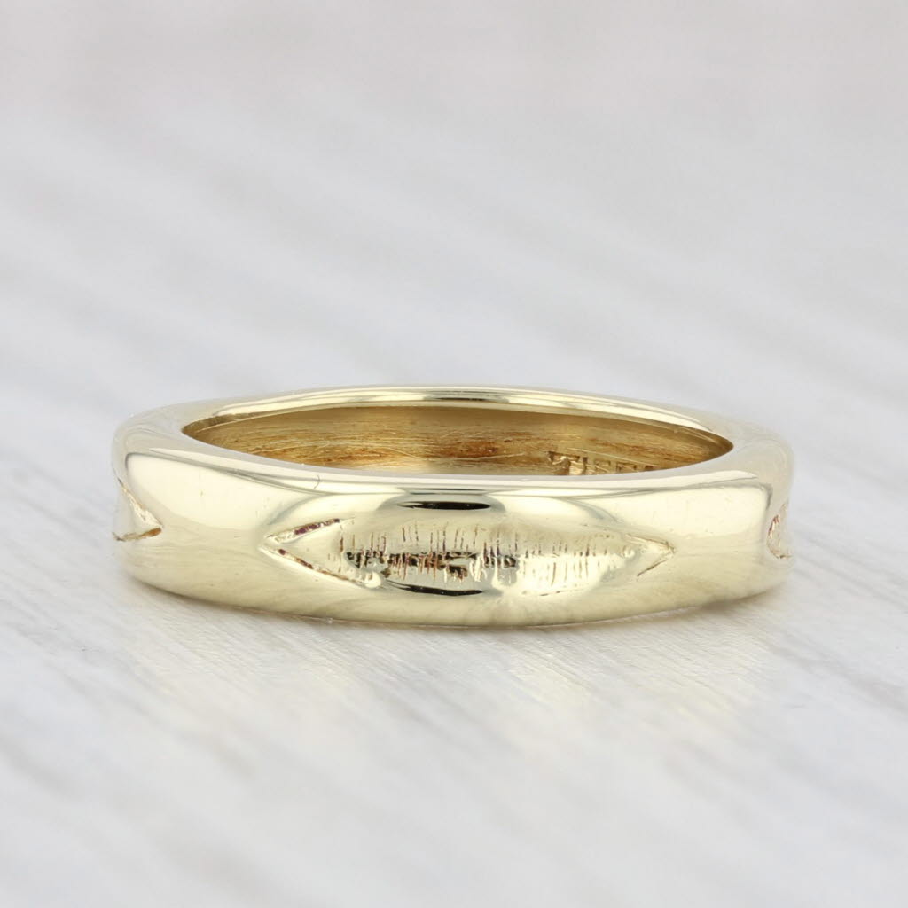 Vintage Tiffany Patterned Band 18k Yellow Gold Size 4.25 Wedding Stackable Ring