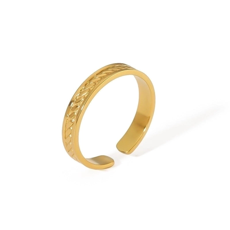 Titanium Steel 18K Gold Plated Minimalist Inlay Circle Rhinestones Open Rings