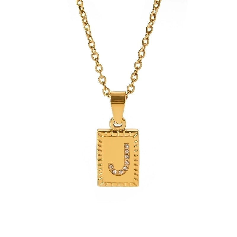 304 Stainless Steel Sweet Polishing Plating Inlay Letter Diamond Necklace