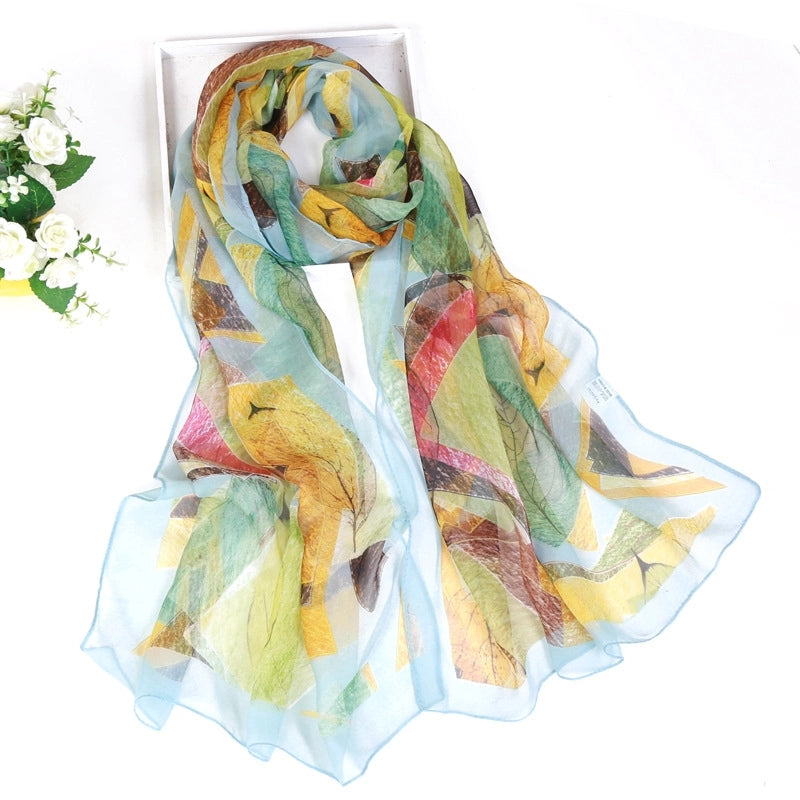 Women's Elegant Color Block Flower Georgette Silk Scarves