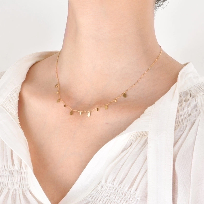 201 Stainless Steel Fairy Style Minimalist Plating Inlay Triangle Square Water Droplets Zircon Necklace