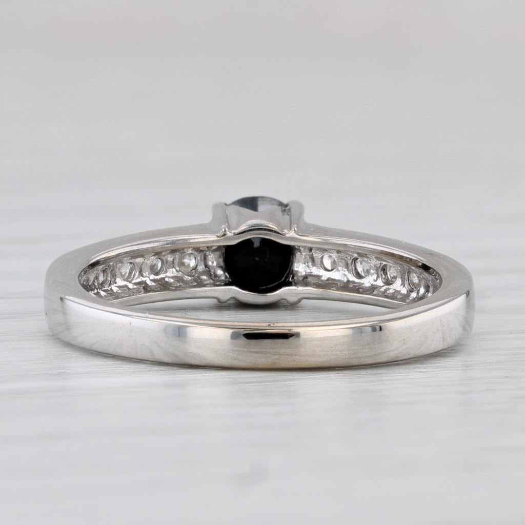 0.77ctw Black White Diamond Ring 18k White Gold Size 7 Engagement