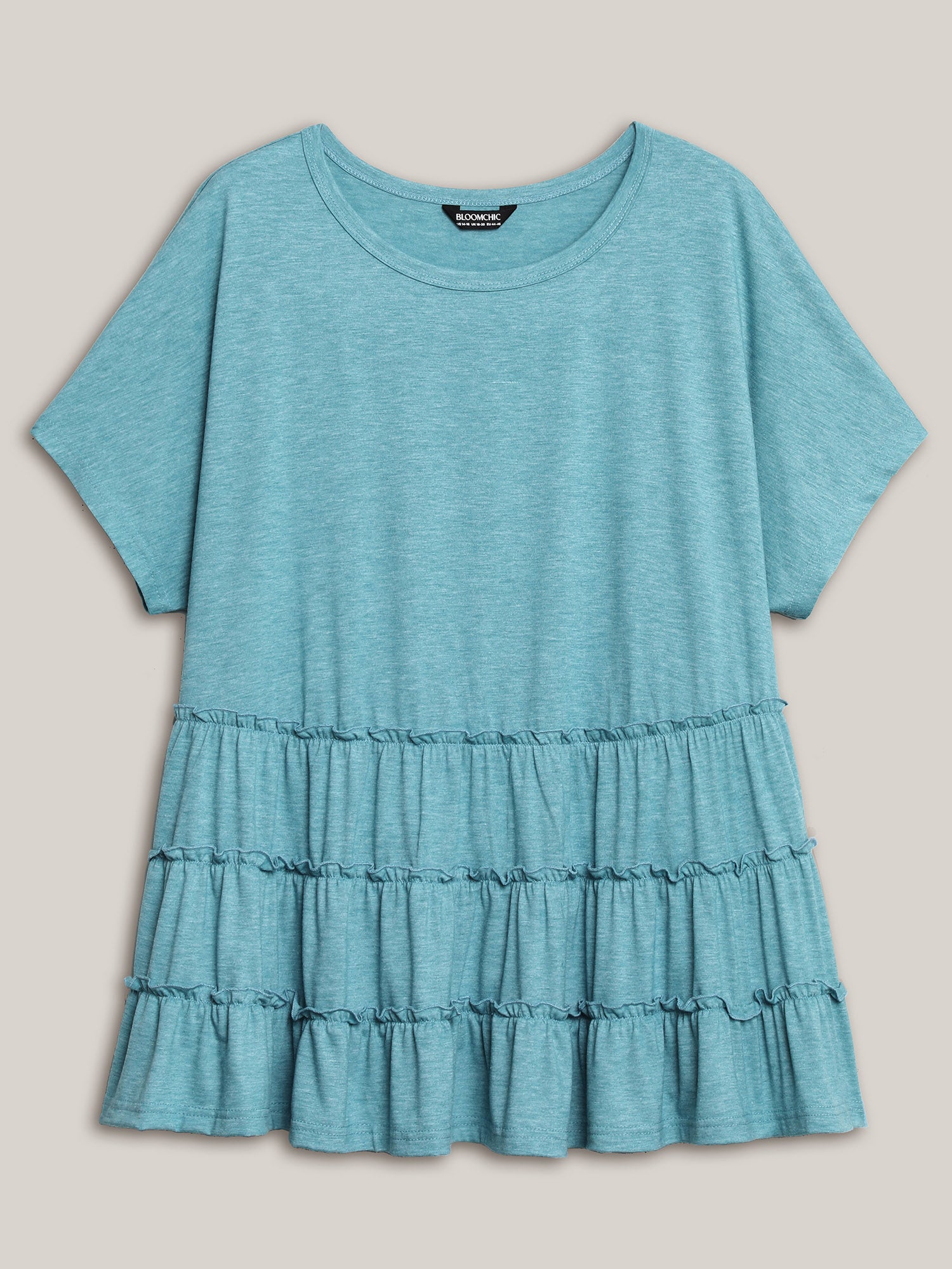 Tiered Petal Trim Crew Neck T-Shirt