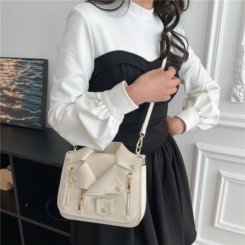 Women's Small Pu Leather Solid Color Basic Square Lock Clasp Crossbody Bag